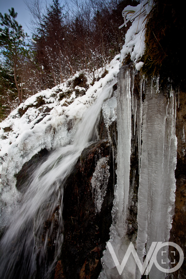 Icicles frozen waterfall