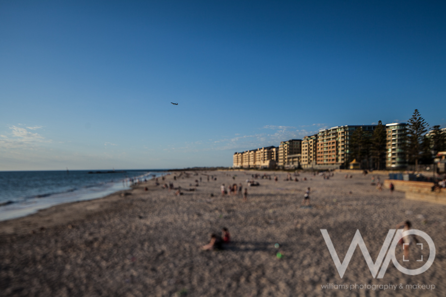Plane departing Adelaide airport tilt shift