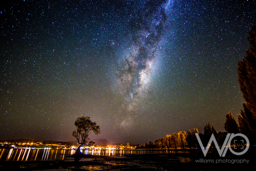Wanaka Town and Milky Way