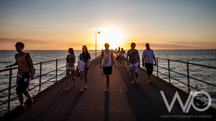 Crowds on Glenelg Pier